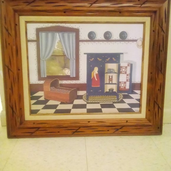 1983 Pat Pearson "Peeking In" Farmhouse Folk Art Limited Print #37/1150 Framed - Picture 2 of 12